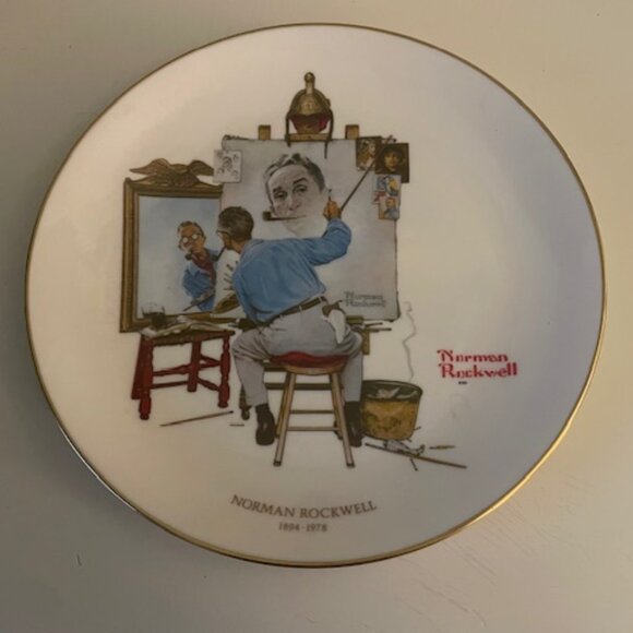 1978 NORMAN ROCKWELL *TRIPLE SELF PORTRAIT* PLATE Gorham Fine China Impeccable! - Picture 1 of 2